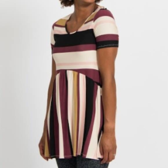 Agnes & Dora Muse Dress Size S – Varied Stripe, Short Sleeve Swing Tunic, NWT - Picture 3 of 8